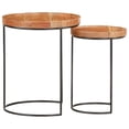 thumbnail image 2 of vidaXL 2 Piece Coffee Table Set Solid Acacia Wood and Steel, 2 of 5