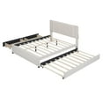 thumbnail image 6 of Harper & Bright Designs Queen Size Platform Bed with Twin XL Trundle and 2 Drawers, Modern Linen Upholstery Bed Frame with Classic Headboard, Beige, 6 of 15