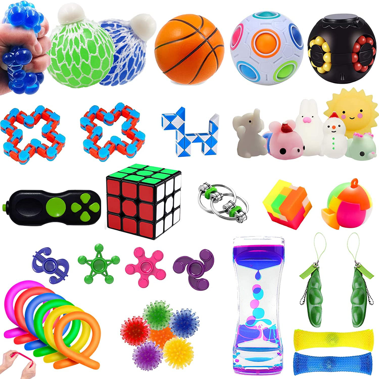 7Pack Sensory Fidget Toys Set ADHD Anxiety Stress Relief Silicone Squeeze Toys 