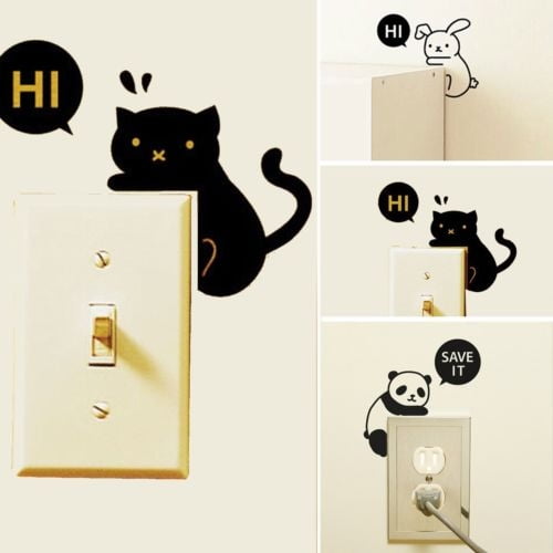 Cartoon Style Removable Home Light Switch Funny Wall Decal Vinyl Wall Stickers
