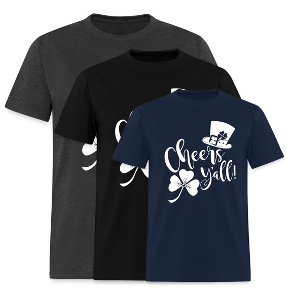 EcoLoom Cheers Yall Saint Patricks Day Party Irish Short Sleeve Unisex T Shirt Heather Black-L