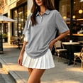thumbnail image 2 of Stralyhd Womens Polo Shirts Short Sleeve Tops Casual Tops Collared V Neck Dressy Blouses Gray M, 2 of 6