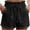Black, variant on Lenpel Women's Casual Shorts Elastic High Waisted Drawstring Pleated Wide Leg Shorts Loose Summer Shorts with Pockets