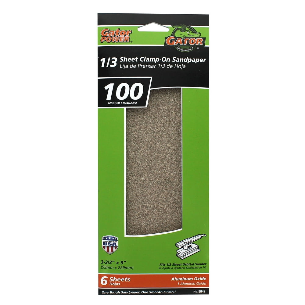 Gator 1/3 Sheet ClampOn Sandpaper, 100Grit