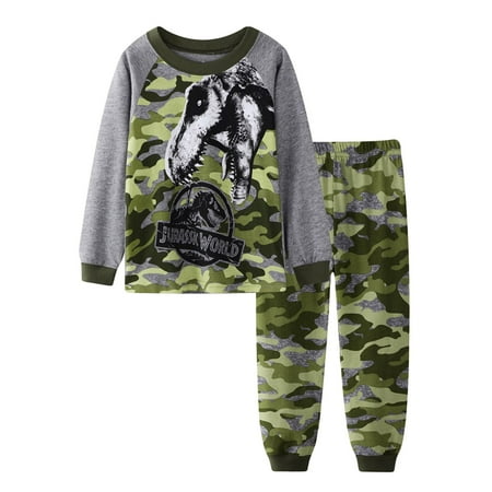 

JIANJIA Toddler Boys Outfit Sets Autumn Winter Animals Print Cotton Crew Neck Long Sleeve Tops With Pants 2 Piece Children Kids Clothes