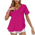 thumbnail image 3 of Tops casuales para mujer,Camiseta de cuello en V para mujer, blusa de manga corta, top informal de poliéster, camisa de color liso para uso diario, sopatenor, 3 of 9
