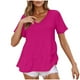 thumbnail image 3 of Tops casuales para mujer,Camiseta de cuello en V para mujer, blusa de manga corta, top informal de poliéster, camisa de color liso para uso diario, sopatenor, 3 of 9