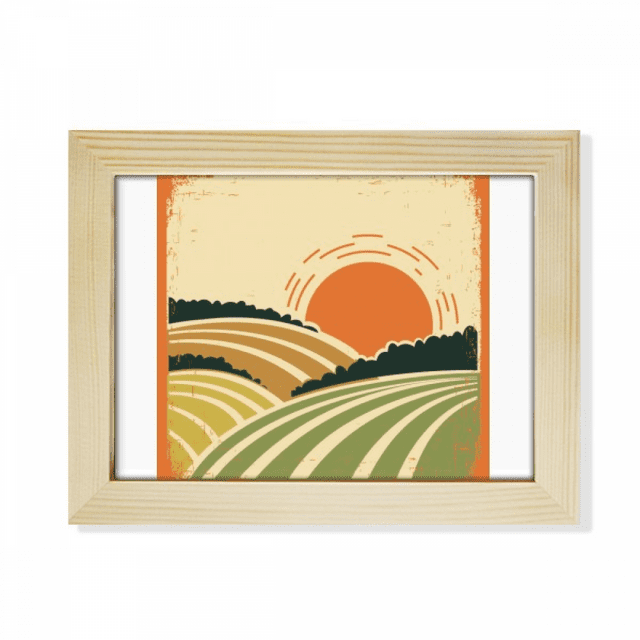 Sun Sunshine Tree Hillside Grass Desktop Photo Frame Picture Art Decoration Painting 6x8 inch