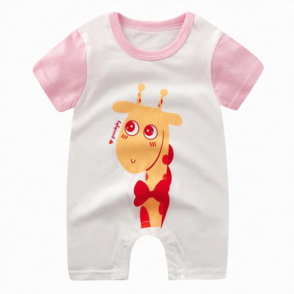 TOWED22 Baby Bodysuits Summer Print Romper One-Piece Newborn Clothes Baby Shower Gifts Pink,3-6 M