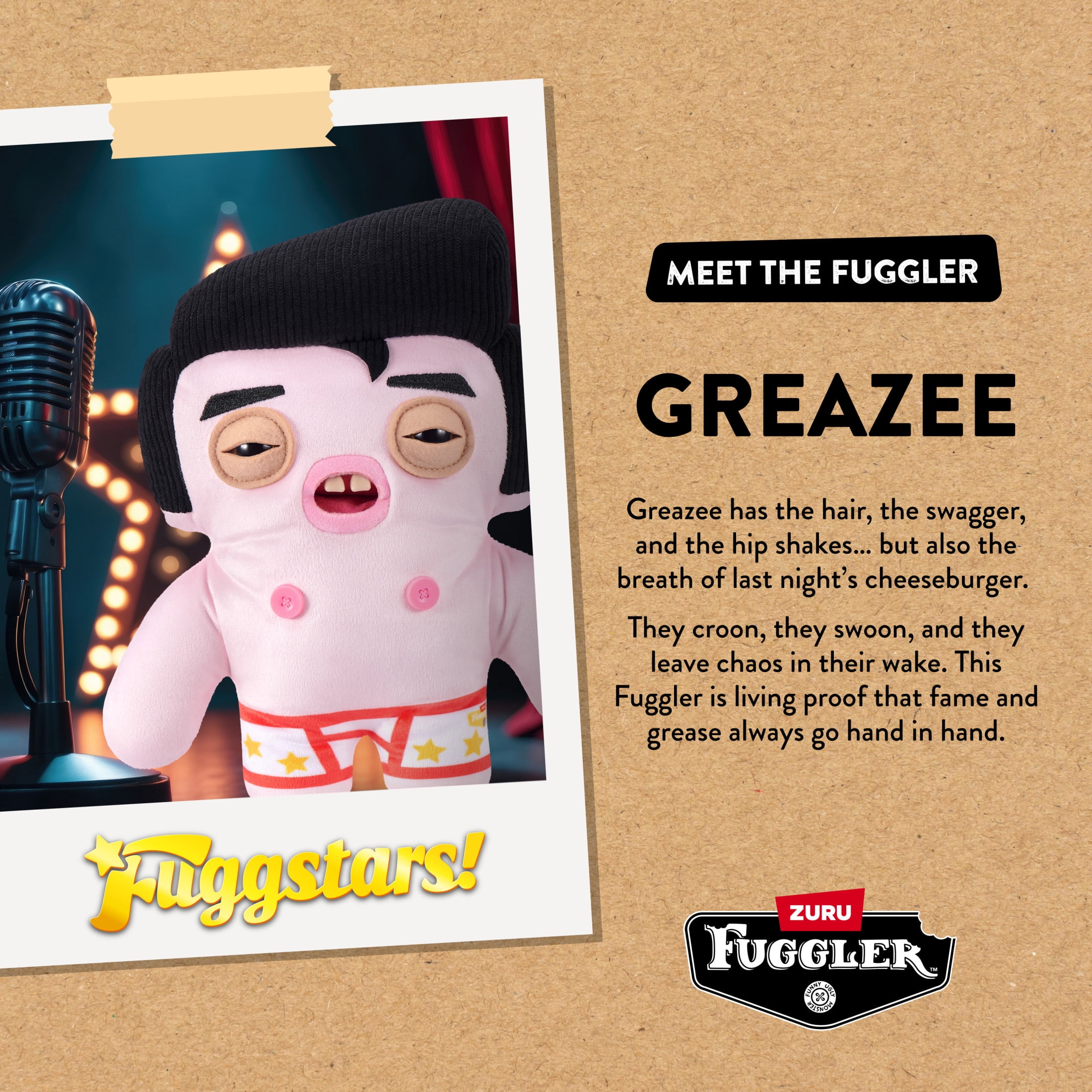 Fuggler Fugg Stars 9 inch (Greazee), Funny Ugly Monster Stuffed Animal Toy by ZURU