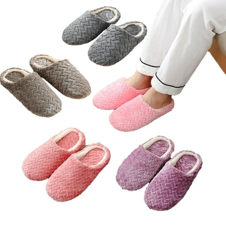 

KYAIGUO Fall Winter Cotton Slippers for Mens Womens Jacquard Soft Bottom Non-slip Shoes Indoor Wooden Floor Cotton Slippers
