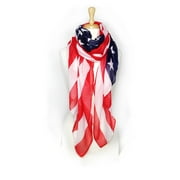 USA Patriotic American Flag Lightweight Scarf Wrap Soft & Large - White