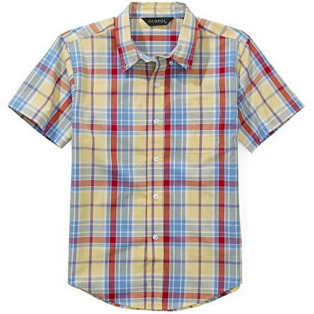 George - Boys' Short Sleeve Madras Plaid Shirt