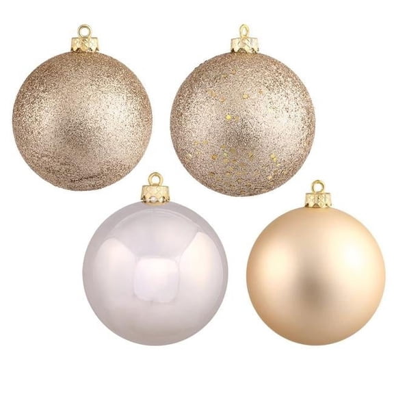 Vickerman N591538BX Champagne 4 Finish Ball Ornament, 6 in. - Box of 4