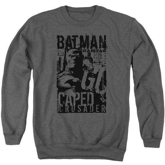Batman Caped Crusader Adult Crewneck Sweatshirt Charcoal