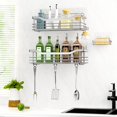 thumbnail image 2 of Orimade Cesta para Ducha Jabonera Estante con 5 Ganchos Estante Organizador de Baño Estante de Almacenamiento de Cocina Adhesivo para Montar en la Pared Sin Perforación Acero Inoxidable SUS304 Inoxida, 2 of 5