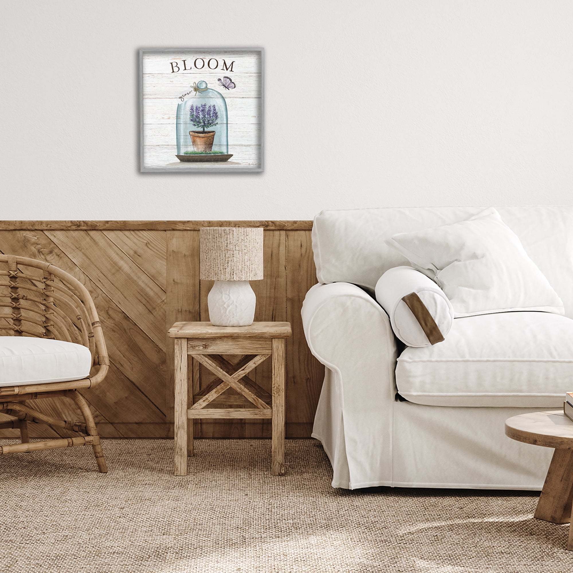 Stupell Industries Cottage Bloom in Bell Jar Gray Framed Giclee Art, design by Elizabeth Tyndall