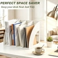 thumbnail image 6 of SAYEEC File Holder Storage Folder 4 Compartment Standing Desktop Hollow Organizer Gray Plastic Paper Notebook Magazine Bookstore for Office & Home, 6 of 6