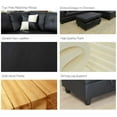 thumbnail image 3 of Maumee 103.5" Wide Faux Leather Sofa & Chaise with Ottoman,Left Facing Black, 3 of 7