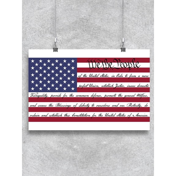 Constitution On American Flag Poster -Image by Shutterstock