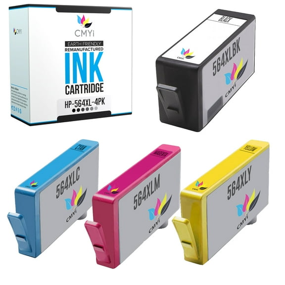 CMYi 564XL Combo Pack of 4 Ink Cartridges compatible for HP 564XL - PhotoSmart 5510 - B111a, 5511, 5511 - B111j, 5512, 5512 - B111a, 5514, 5514 - B111h, 5515 (1 Black, 1 Cyan, 1 Magenta, 1 Yellow)
