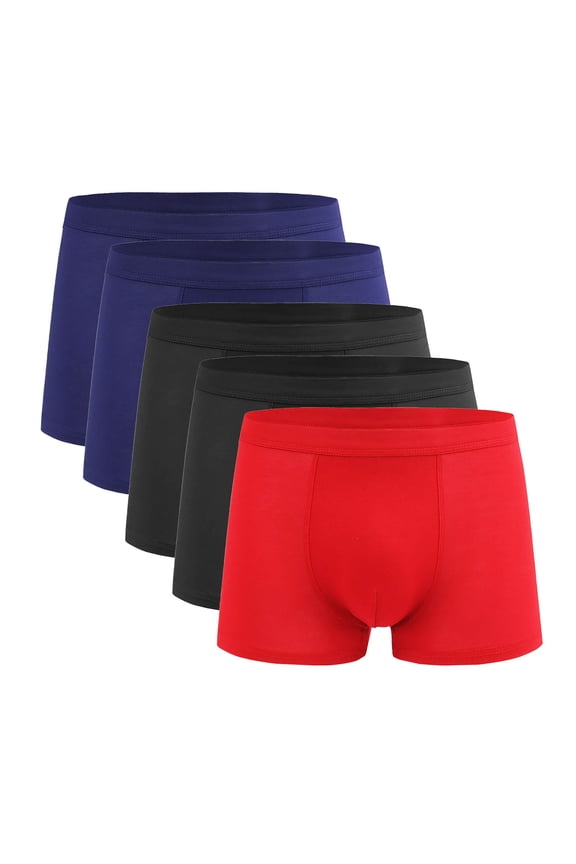 Mens Seamless Underwear Boxer Briefs Soft Breathable Wide Waistband Boy Leg Shorts Men Underpants 5 Pack