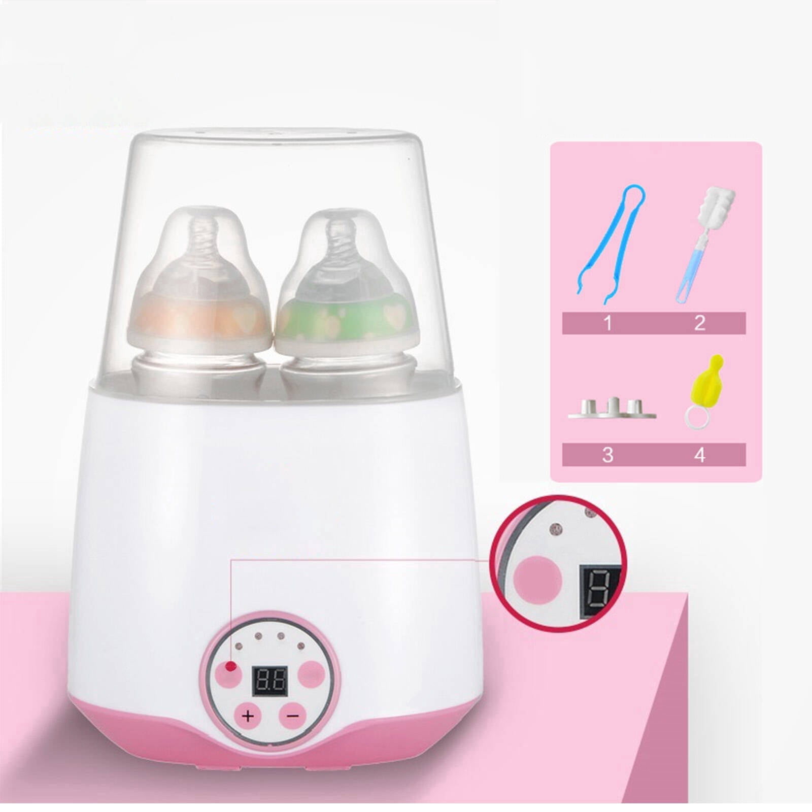 XIRQI 2026 New Bottle Warmer Adjustable Temperature Bottle Warmer on the Go Space-Saving Portable Milk Warmer for Stress-Free Feeding for Travel Home Car Pink
