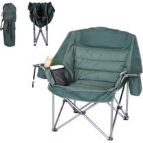 Padded Camping Chair Oversized Camping Chair Outdoor Chair Folding Chair for Adults Heavy Duty 400lb Carry Bag Cupholder & Cooler (1-Pack), Green