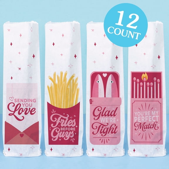 Big Dot of Happiness Assorted Perfect Pair Galentine's Day Wine Gift Bags, Valentine's Day Party Hostess Thank You Wine Bottle Gift Wrap, Bulk Holiday Paper Bags - 12 ct