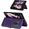 thumbnail image 3 of Samsung Galaxy Z Fold 3 5G Wallet Case with Detachable S Pen Holder,Magnetic [9 Card Slots] Removable Adjustable Crossbody Necklace Lanyard Shoulder Strap Zipper PU Leather Case,Purple, 3 of 14