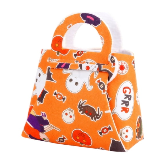 Halloween Candy Bag, Trick or Treat, Halloween Felt Pumpkin Bat Design Drawstring Bag, Halloween Party Favor Holder, Decorative Candy Storage Bag for Holiday Event Display
