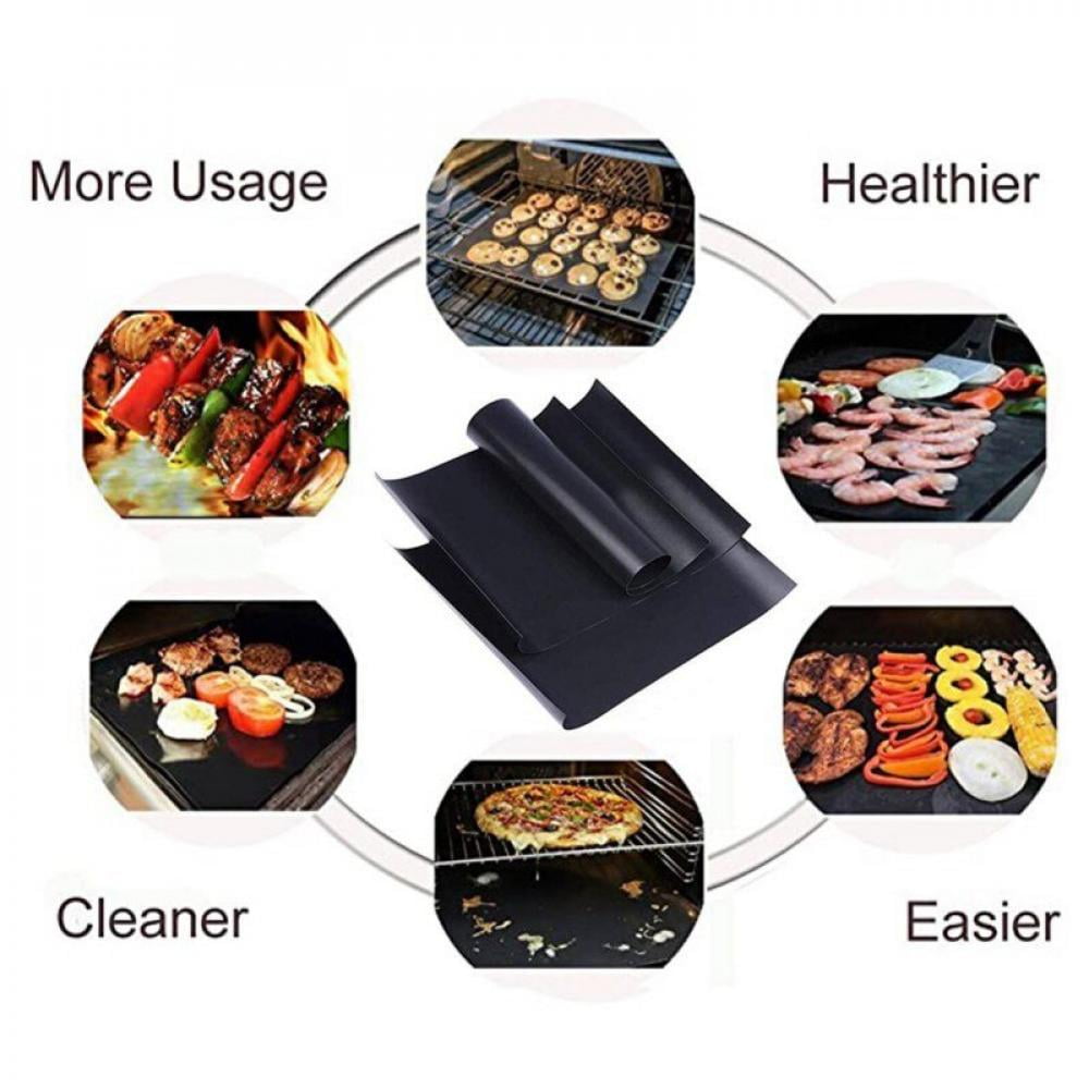 Black and Easy to Clean Renook Grill Mat Set of 6-100% Non-Stick BBQ Grill Mats Heavy Duty 15.75 x 13-Inch Reusable Works on Electric Grill Gas Charcoal BBQ 