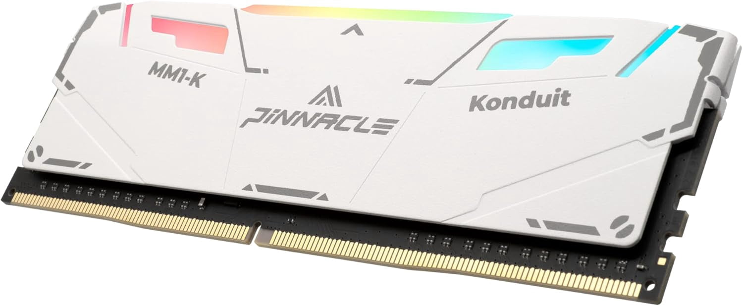 Timetec Pinnacle Konduit RGB 32GB KIT(2x16GB) DDR4 3200MHz PC4-25600 CL16-18-18-38 XMP2.0 Overclocking 1.35V Dual Rank Compatible for AMD and Intel Desktop Gaming PC Memory Module - White