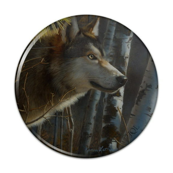 Wolf Looking Through the Woods Pinback Button Pin