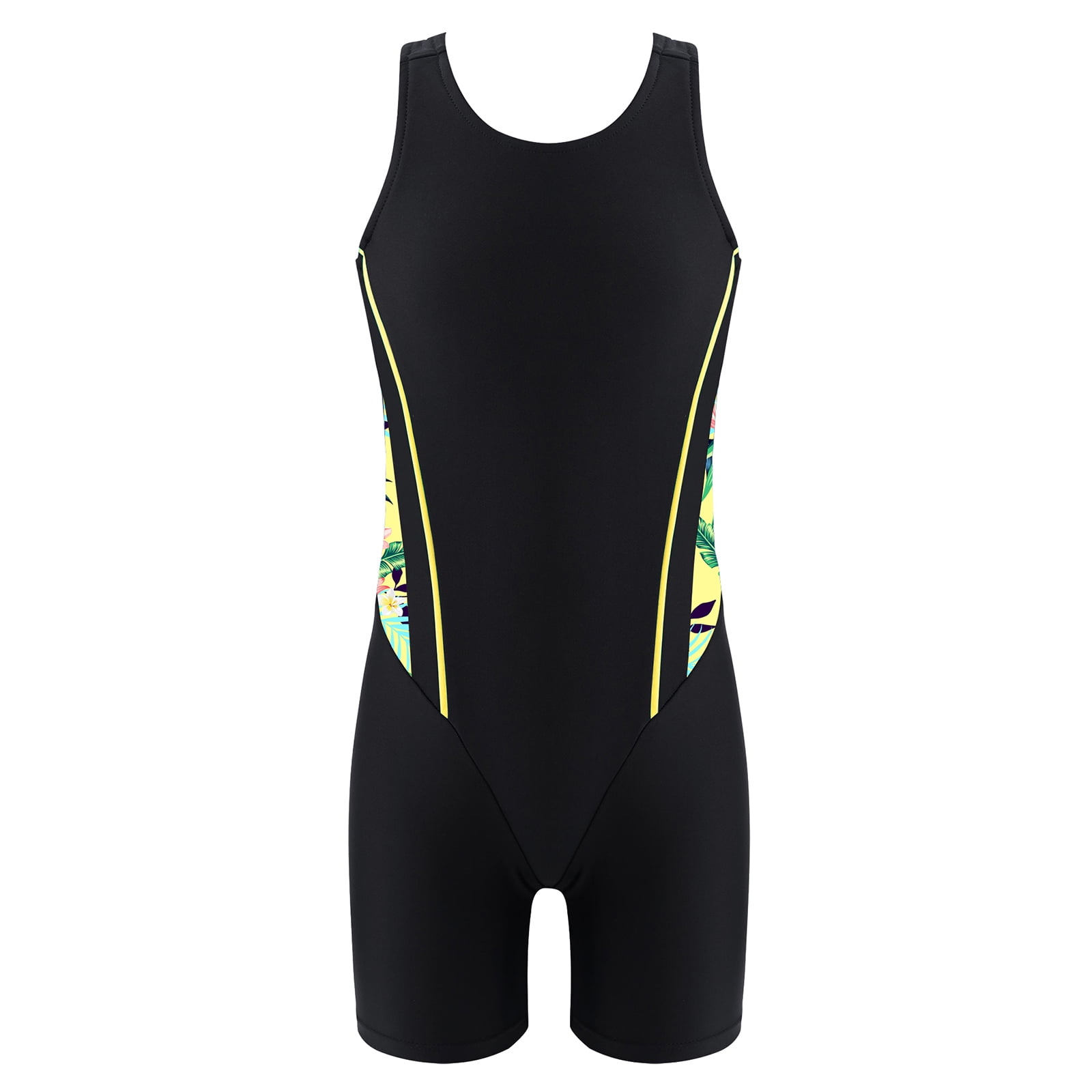 MSemis Kids Girls Athletic One Piece Boyleg Swimsuit Rashguard Surfing