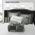 thumbnail image 4 of Lanco Grey 7 Piece Comforter Set King Size, Jacquard with Matching Solid Piecework Bedding Set, All Season, Matching Bedskirt, Pillows & Shams, 4 of 8