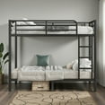 thumbnail image 2 of Tcbosik Metal Bunk Bed Full Over Full Size, Bed Frame with Built-in Ladder and Full-Length Guardrail, Space-Saving & Noise Reduced, Black, 2 of 9