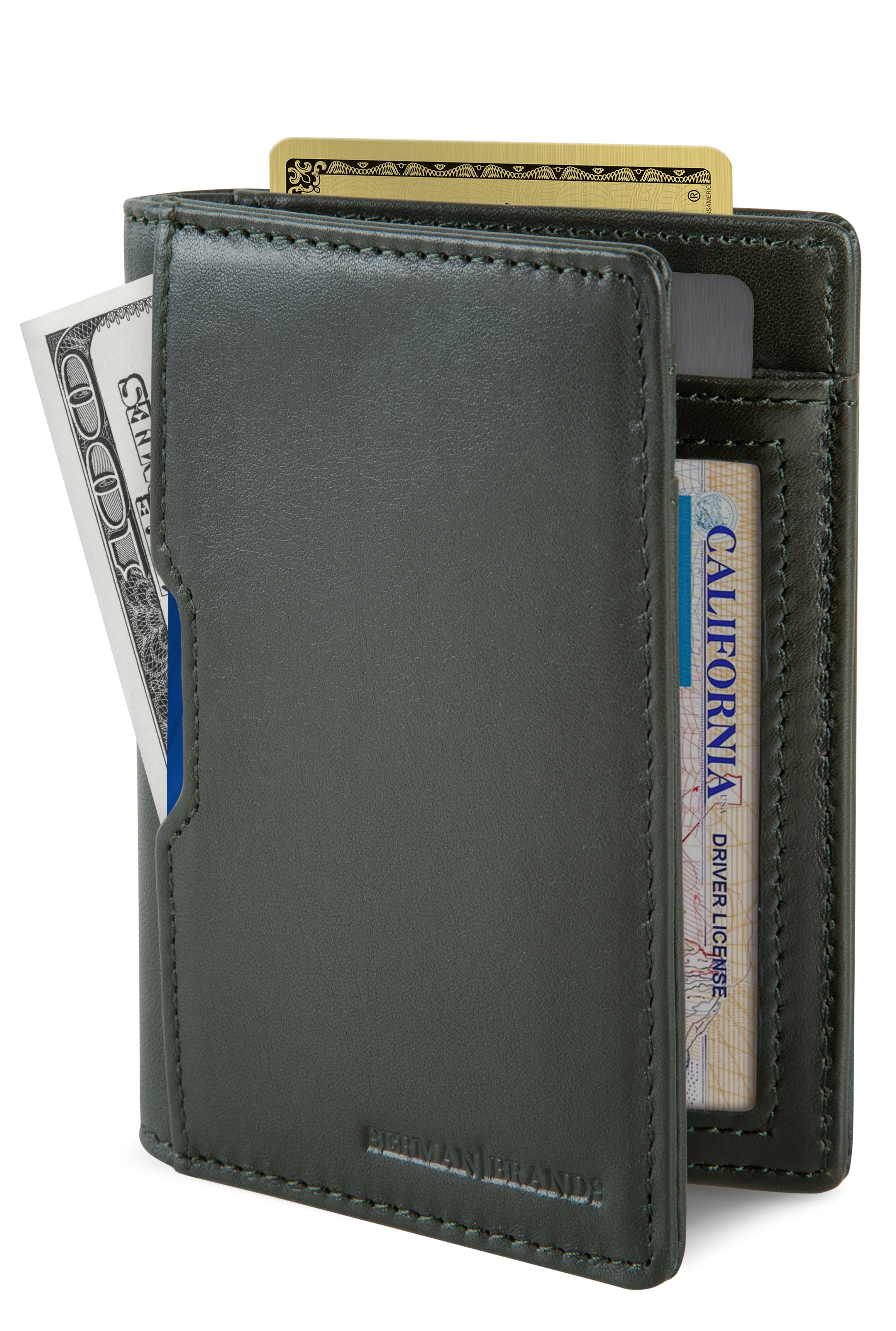 Slim brown faux leather credit card oyster soft  thin wallet ID case 7 slots 