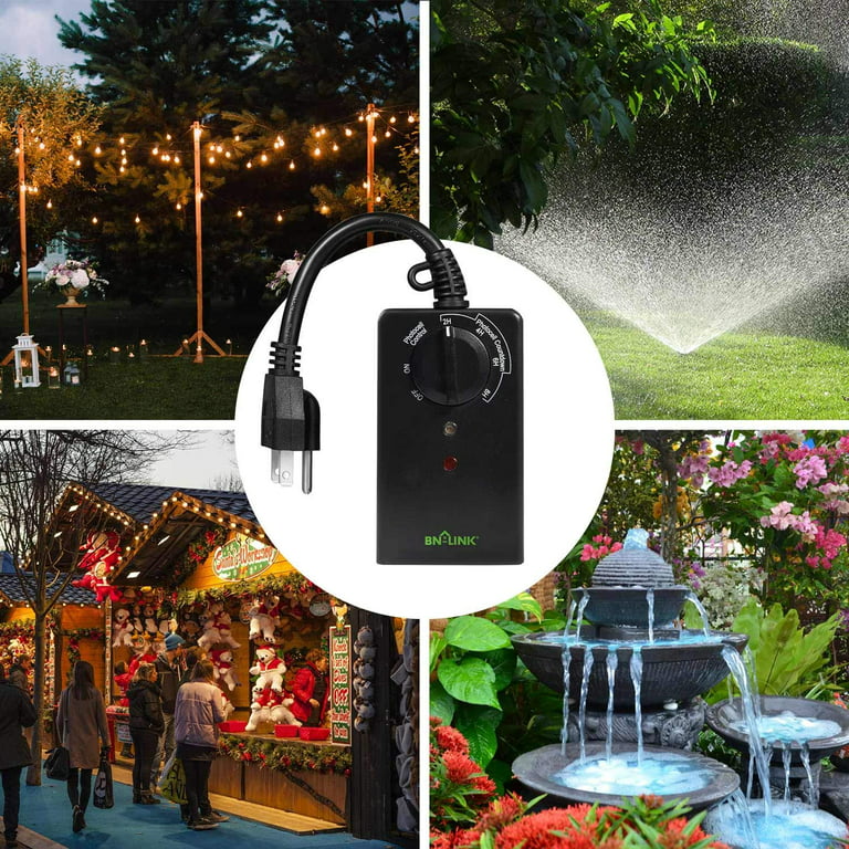 HBN Outdoor Light Timer Waterproof, Weatherproof Photocell Dusk to Dawn  Light Sensor Timer with Remote Control, 2/4/6/8 Countdown Timer, 1 Grounded