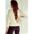 thumbnail image 3 of Women's Khaki Buttoned Cuffs Shiny Puff Sleeves Top, 3 of 5