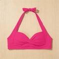 thumbnail image 4 of NordicNest Women's Elegant Strappy Tankini Top, Solid Color Hook Neck Full Coverage Swim Top, Comfortable Bathing Suit Top for Beach Pool Resort Hot Pink XXL, 4 of 6