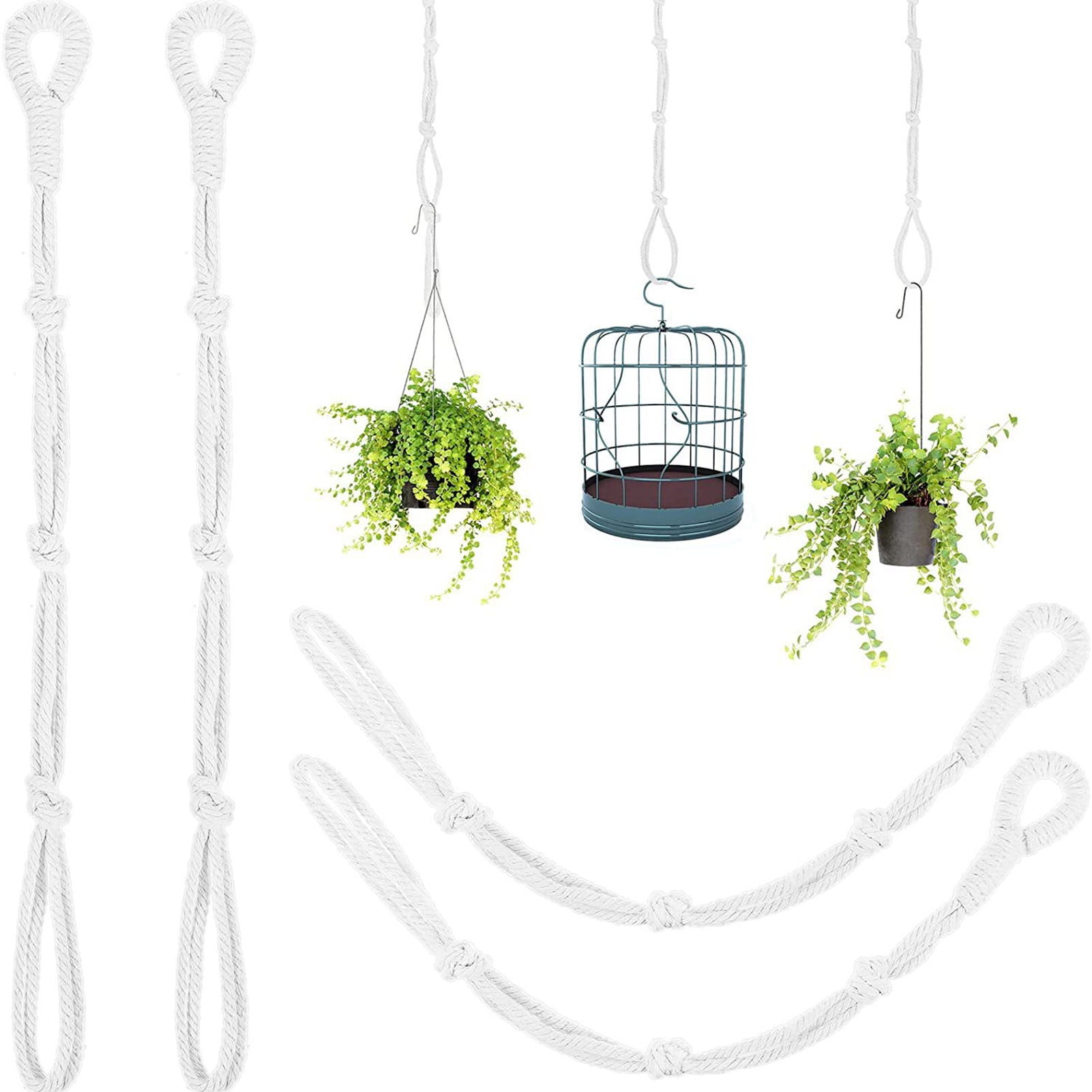 4Piece Handmade Macrame Plant Hanger Extenders with Waterproof and