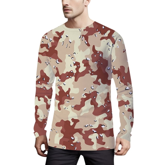 TSADFHJI T-Shirts Graphiques pour Hommes 4TG Chemises à Manches Longues Camouflage Imprimé Col Rond T-Shirt Col Rond Blouse Légère TG Vin