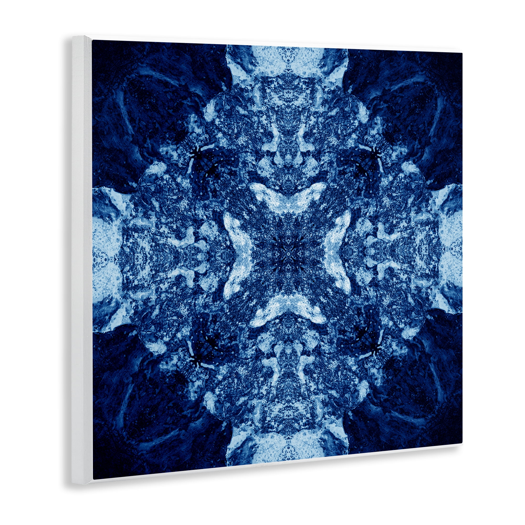 Stupell Industries Mosaic Pattern on Blue Abstract Painting Unframed Art Print Wall Art, 12 x 12