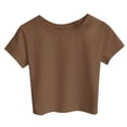 thumbnail image 3 of Outfmvch crop tops for women compression shirt women Crop T-Shirt cute tops for women work tops for women Short Sleeve Ruched tube top womens tops wrap top womens t shirts Brown S, 3 of 4