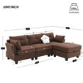 thumbnail image 2 of Sectional Sofa with Storage Ottoman, Modern L-Shaped Sofa Couch with Charging Ports, 4 Seat Convertible Teddy Velvet Sofa Couch with 3 Pillows for Living Room (Brown), 2 of 8