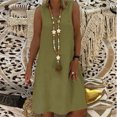 thumbnail image 1 of Vestido casual de mujer Sin mangas Vestido a media pierna con cuello en V Traje de vacaciones de gran tamaño FLhrweasw Nuevo, 1 of 9
