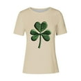 thumbnail image 4 of Puntoco Plus Size Tops 2025 Clearance St. Patrick Day Shirt Women: Green Shamrock Tee Clover Vintage Tee Top Four Leaf Retro T Shirts Beige XL(XL), 4 of 4