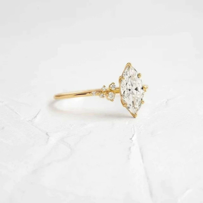 SHUBHKRISHNAJEWELLS Comfort Fit Ring 2 CT Marquise Cut Ring 14K Moissanite Diamond Engagement Ring Wedding Ring for Women