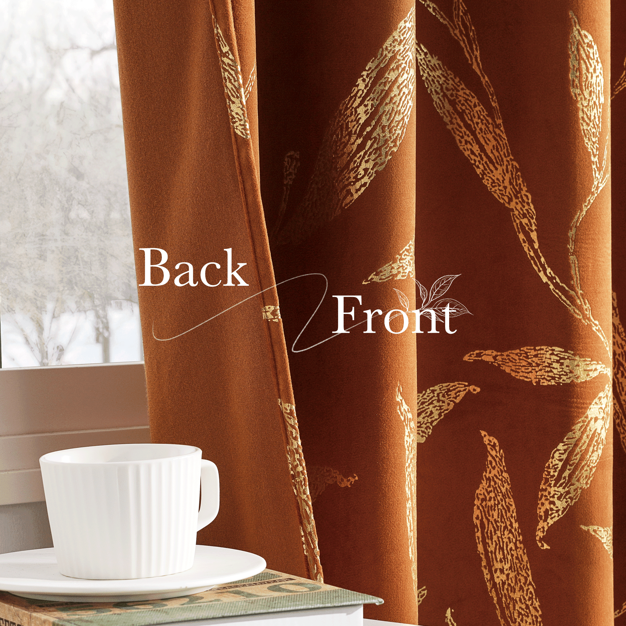 NICETOWN Blackout Velvet Curtains for Living Room, Soft Vintage Leaf Patterned Gold Foil Printed Velvet Curtains Rod Pocket Room Darkening Thermal Insulated Drapes, Gold Brown, 50"x84", 2 Panels